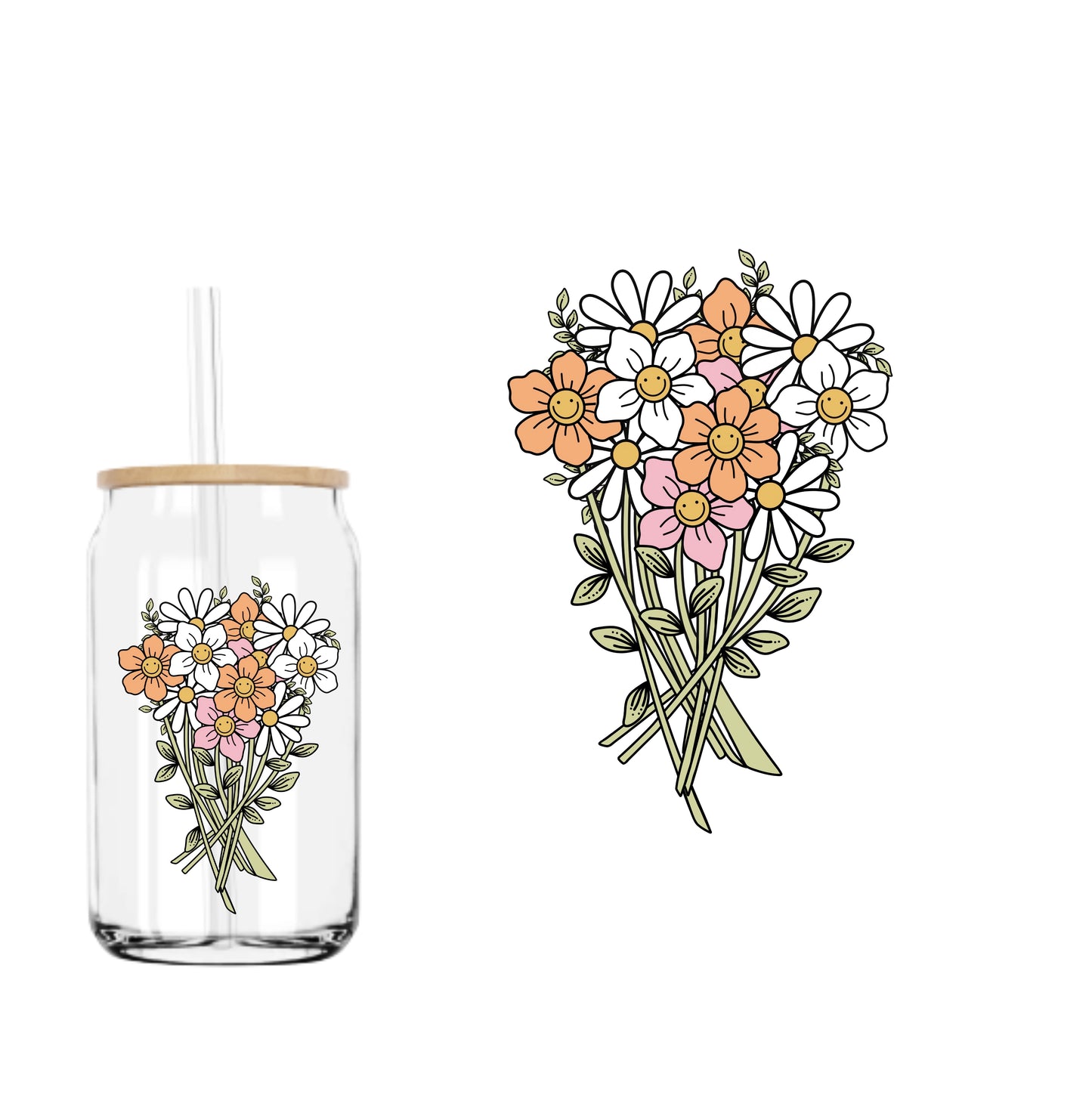 Happy Floral Stems UVDTF decal