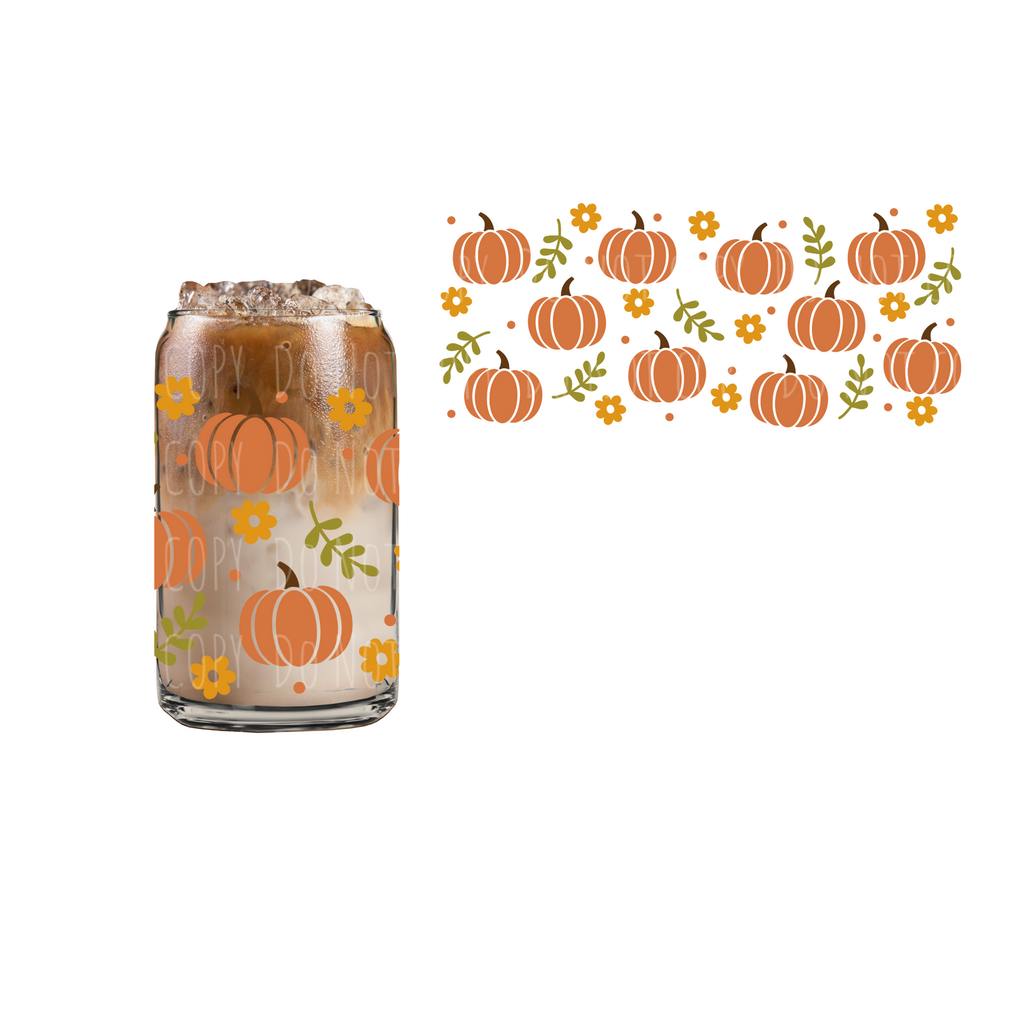 Pumpkin Field (DOUBLE SIDED) UVDTF 16oz cup wrap