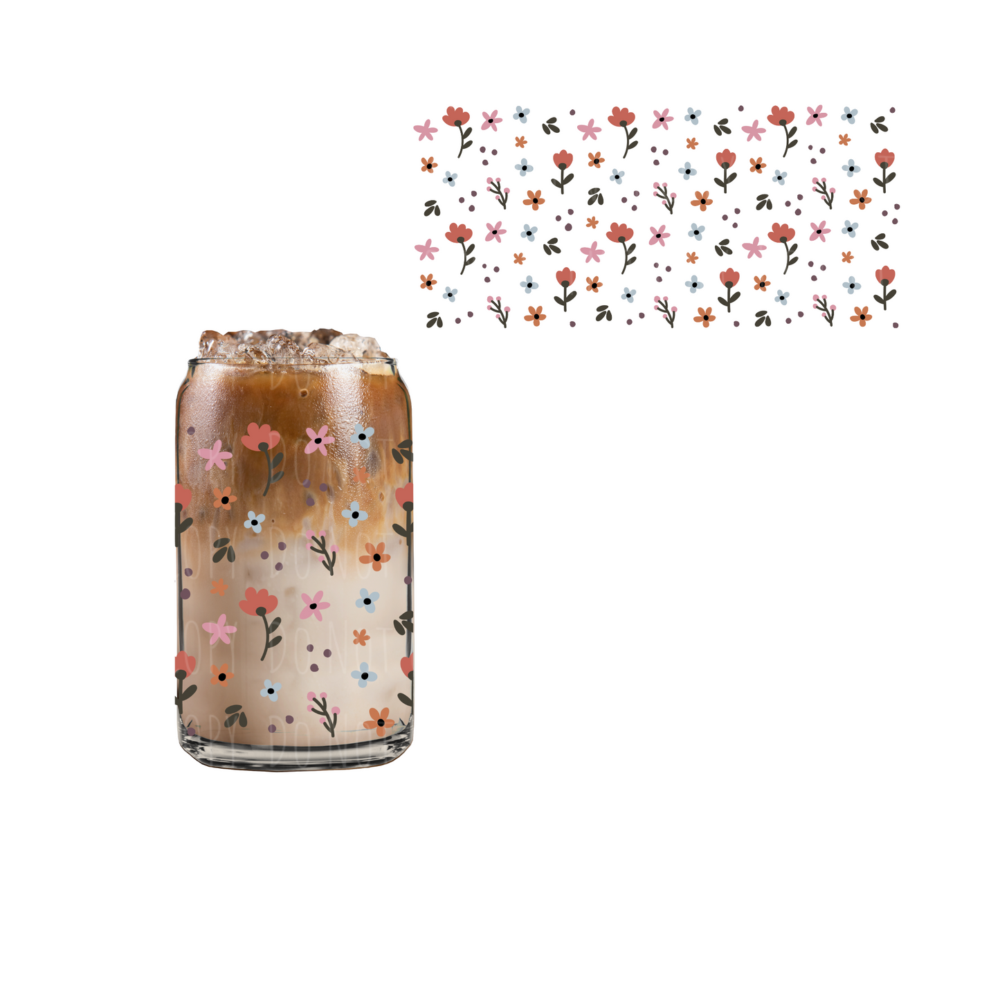 Dotty Florals UVDTF cup wrap