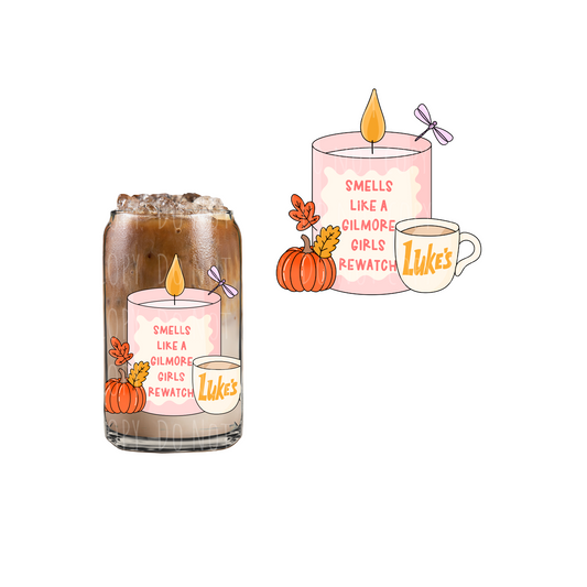 Smells Like Gilmore Rewatch Season Candle (DOUBLE SIDED) UVDTF decal