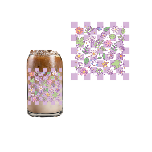 Checkered Florals UVDTF decal