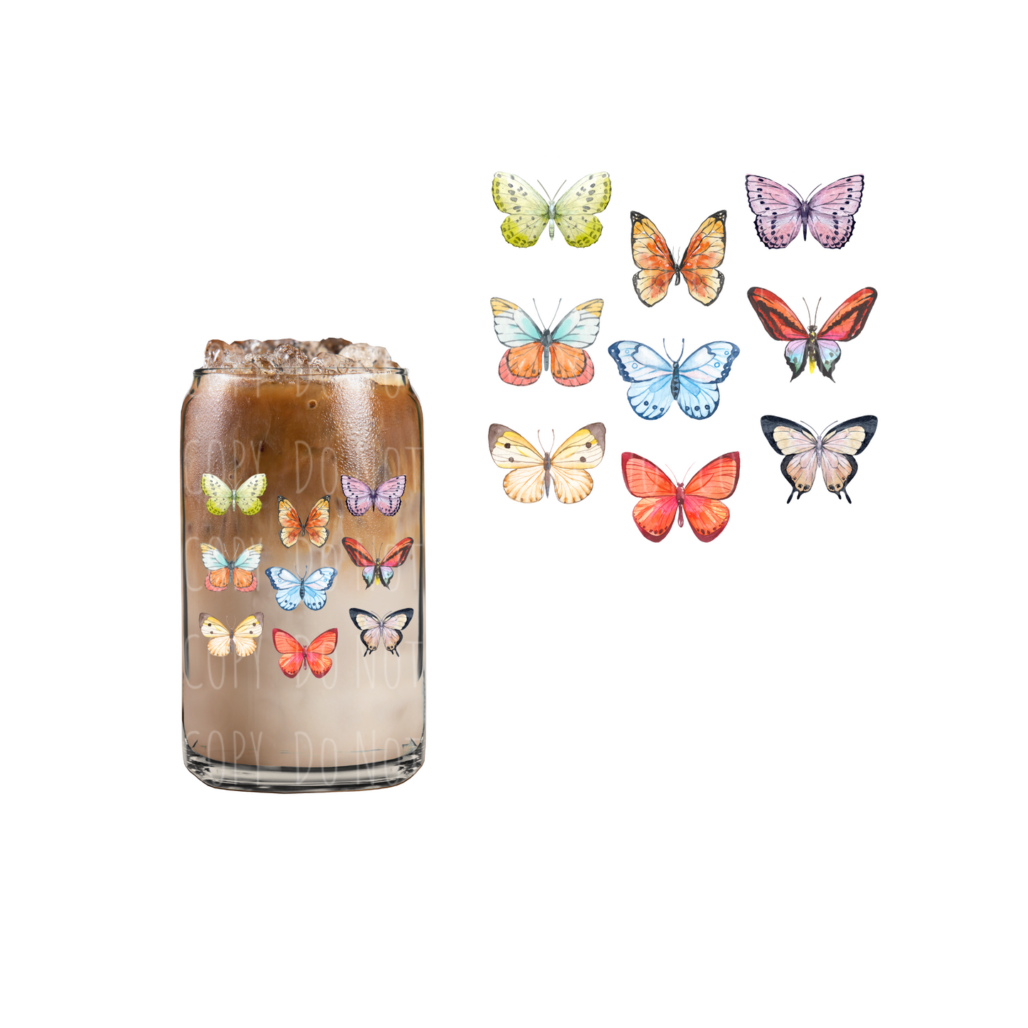 9 Butterflies UVDTF decal