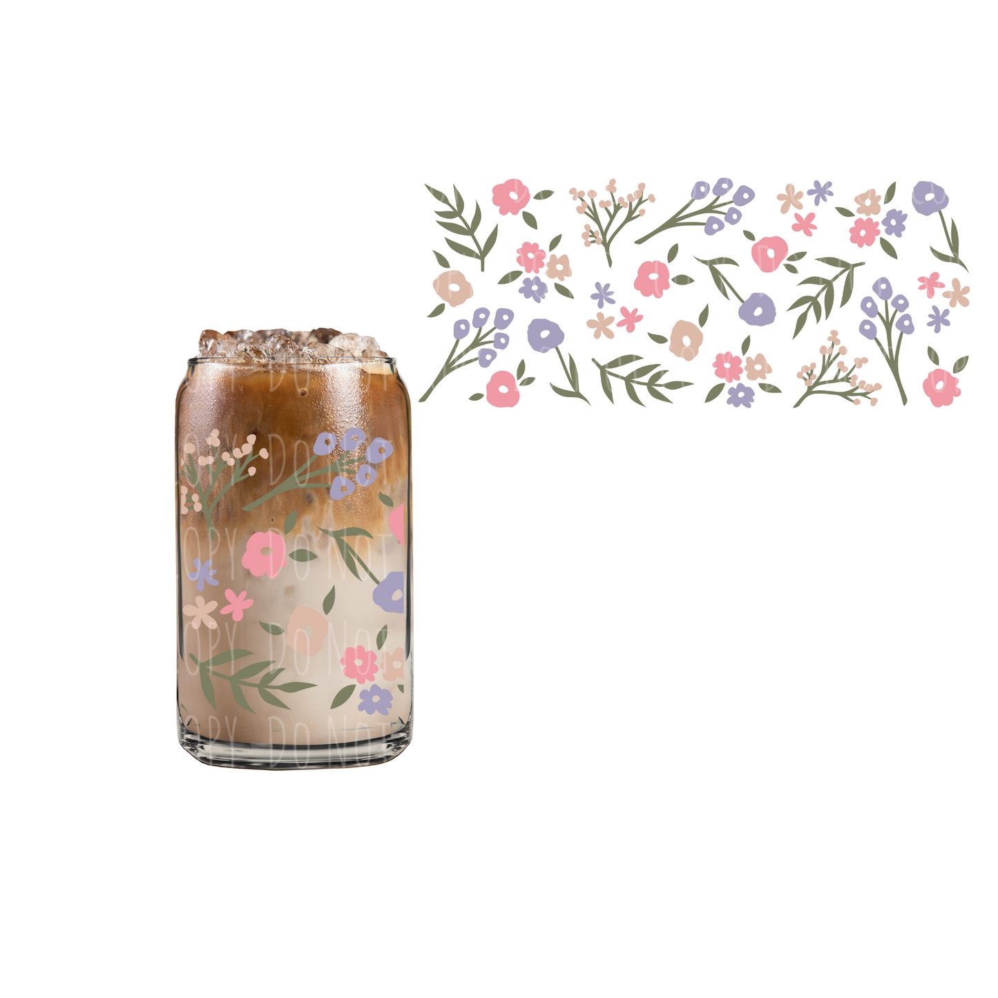 Pink + Lavender Florals UVDTF cup wrap