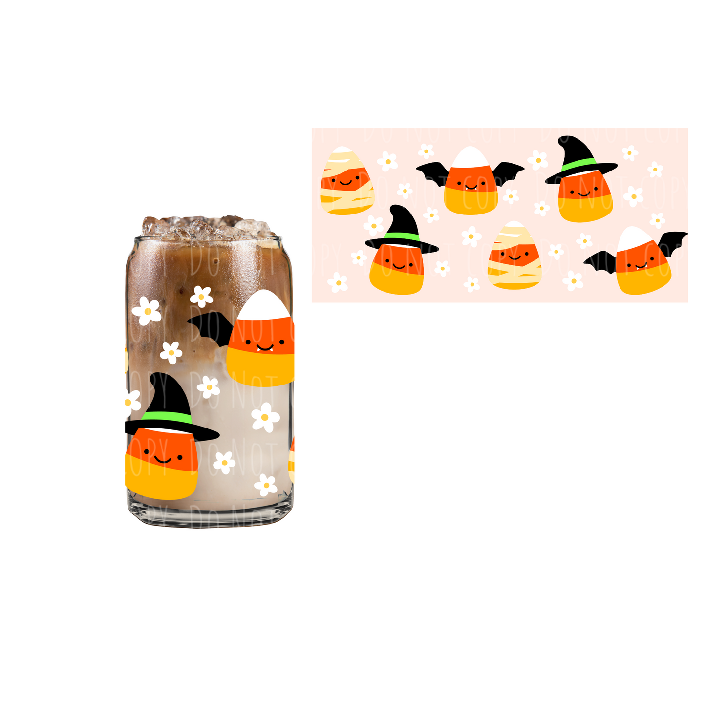 Candy Corn Dress Up (DOUBLE SIDED) UVDTF 16oz cup wrap