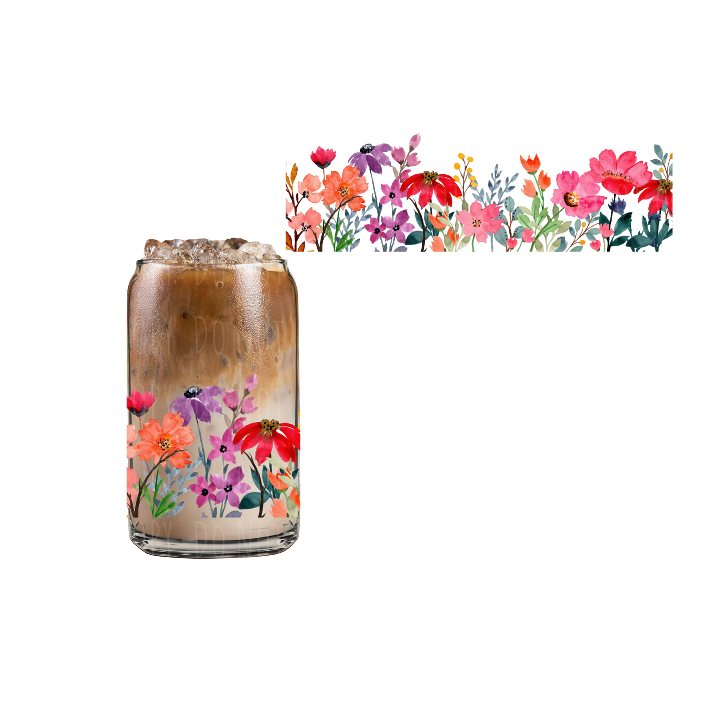 Vintage Painted Flowers UVDTF cup wrap