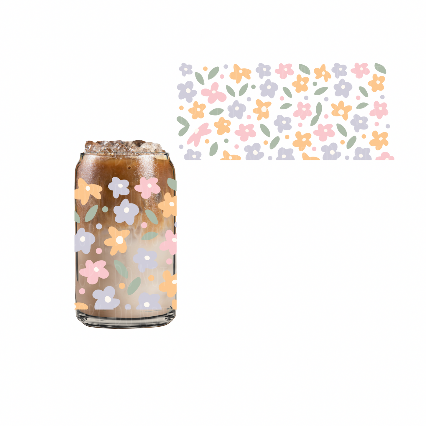 Pastel Flowers UVDTF cup wrap