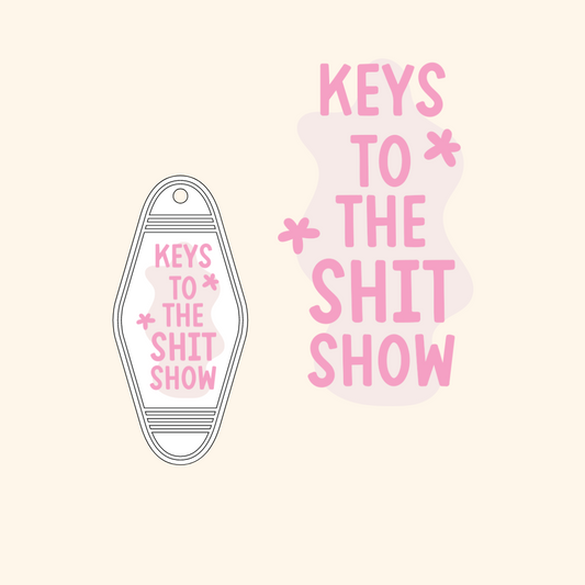 Keys To The Sh*t Show (pink+white) Motel Keychain Decal