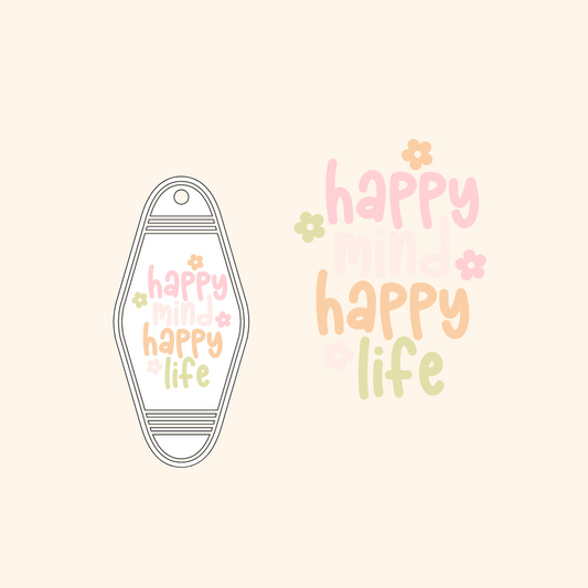 Happy Mind Happy Life (pastel)Motel Keychain Decal