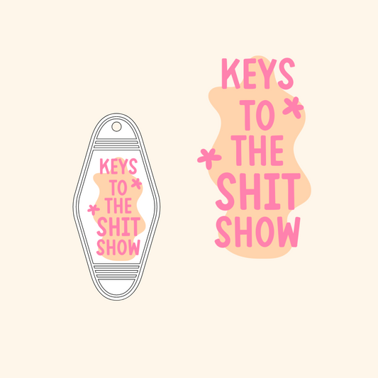 Keys To The Sh*t Show (pink+yellow) Motel Keychain Decal