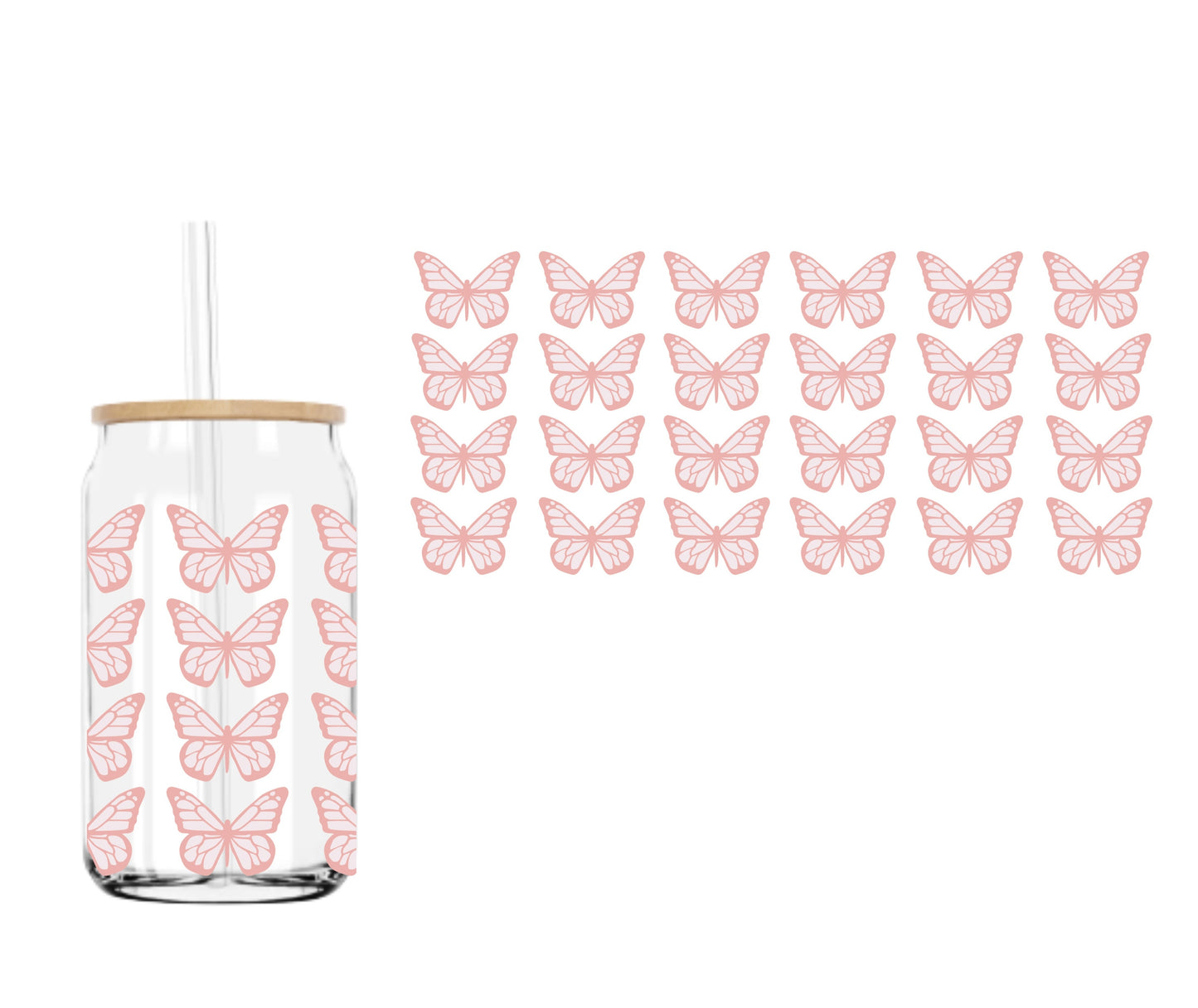 Pink Butterflies UVDTF cup wrap