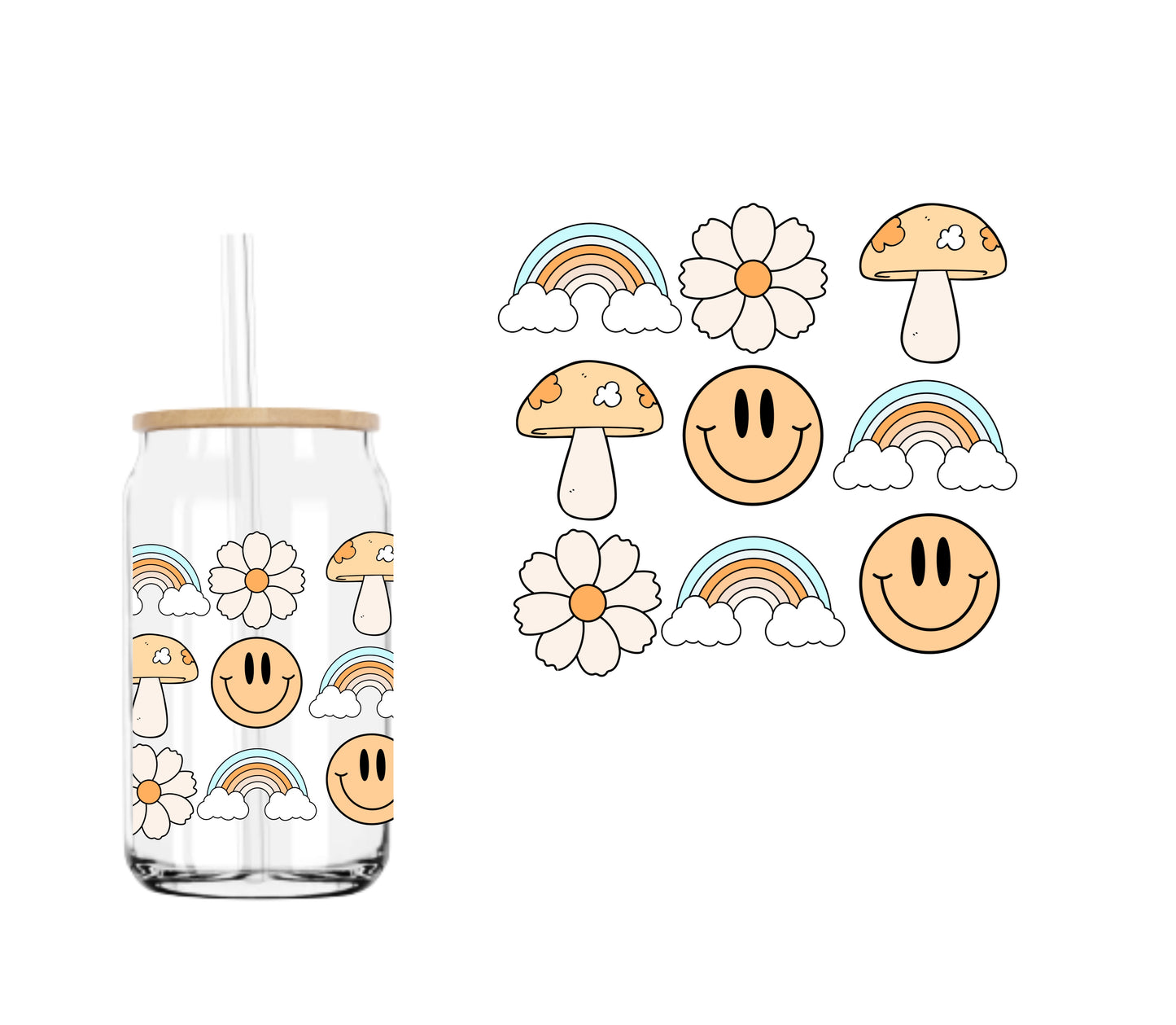 Mushroom + Smiles UVDTF decal