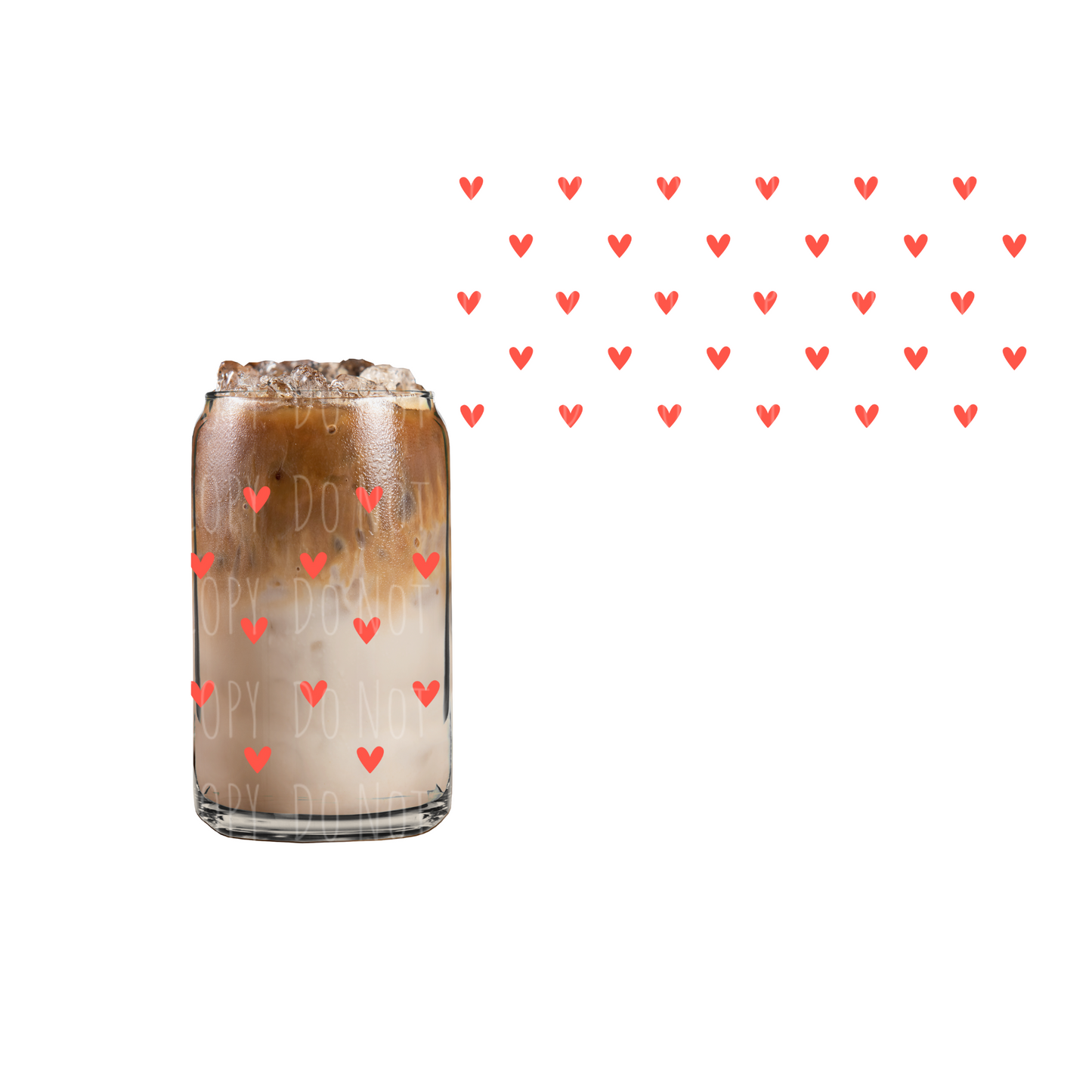 Mini Red Hearts UVDTF cup wrap